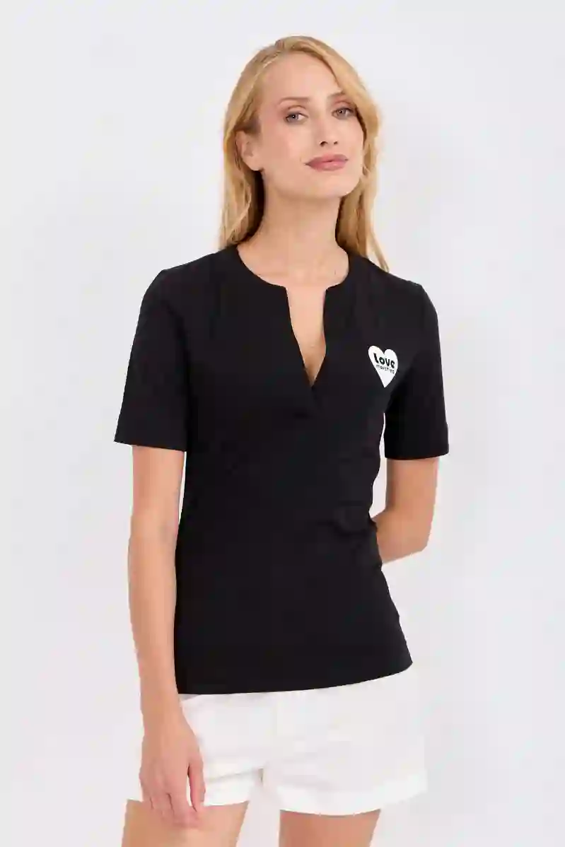 Resim L.MOSCHINO KADIN  V YAKA T-SHIRT K.D.